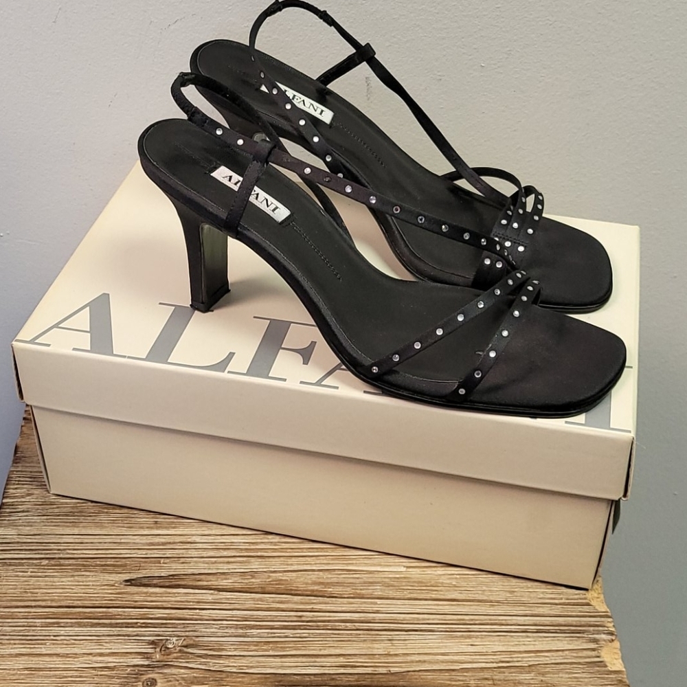 Alfani Black Open Toe Special Occasion Strappy 7.5